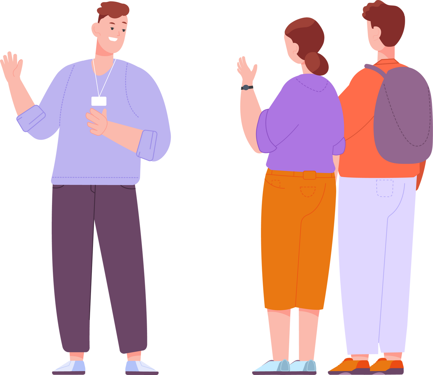 Retail consultant talking with people. Salesman advice